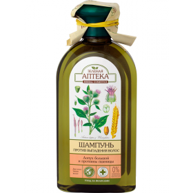 ШАМПУНЬ «ЗЕЛЕНАЯ АПТЕКА» «ЛОПУХ БОЛЬШОЙ И ПРОТЕИНЫ ПШЕНИЦЫ» п/выпадения волос 350 мл