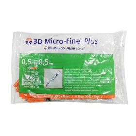 ШПРИЦ ИНЪЕКЦИОННЫЙ ИНСУЛИНОВЫЙ BD MICRO-FINE PLUS U-100 1 мл, с иглой 0,33 х 12,7мм №10