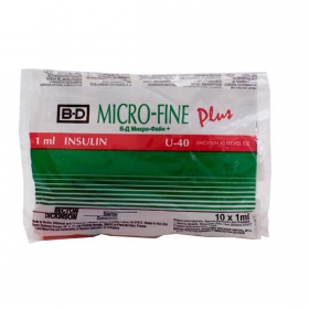 ШПРИЦ ИНЪЕКЦИОННЫЙ ИНСУЛИНОВЫЙ ОДНОРАЗОВОГО ПРИМЕНЕНИЯ BD MICRO-FINE PLUS U-40 1мл игла 0,33мм №10