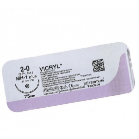 ВИКРИЛ с покрытием (полиглактин 910) 2/0, фиолет. 75 см, игла 40 мм колющая