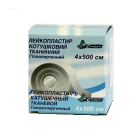 ЛЕЙКОПЛАСТЫРЬ КАТУШЕЧНЫЙ С-ПЛАСТ 4 см х 500 см картон. шпулька, картон. уп., на тканевой основе
