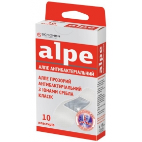 ПЛАСТЫРЬ МЕДИЦИНСКИЙ АЛПЕ АНТИБАКТЕРИАЛЬНЫЙ прозрачный, классик, 76х19мм, с ионами серебра №20