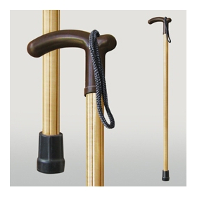 ТРОСТЬ ИНВАЛИДНАЯ «МИРТА» деревянная, светлая, фигурная, со шнурком