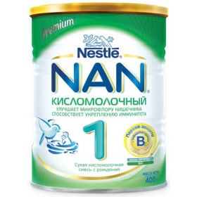 СМЕСЬ СУХАЯ КИСЛОМОЛОЧНАЯ НАН «NAN КИСЛОМОЛОЧНЫЙ 1» банка метал. 400 г, с рождения