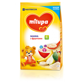 КАША МОЛОЧНАЯ СУХАЯ БЫСТРОРАСТВОРИМАЯ МАННАЯ С ФРУКТАМИ МИЛУПА «MILUPA» 210 г