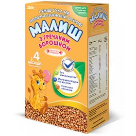 СМЕСЬ СУХАЯ НА МОЛОЧНО-ЗЕРНОВОЙ ОСНОВЕ «МАЛЫШ» С ГРЕЧНЕВОЙ МУКОЙ 350 г с 4 месяцев