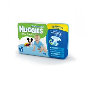 ПОДГУЗНИКИ ДЕТСКИЕ ГИГИЕНИЧЕСКИЕ HUGGIES ULTRA COMFORT размер 4, boy №66
