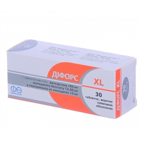 ДИФОРС XL табл. п/плен. оболочкой 10 мг + 160 мг блистер №10