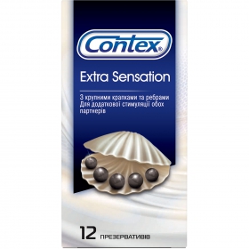 ПРЕЗЕРВАТИВЫ ЛАТЕКСНЫЕ С СИЛИКОНОВОЙ СМАЗКОЙ CONTEX extra sensation,с крупными точками и ребрами №12