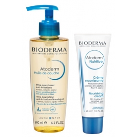 БИОДЕРМА Атодерм масло для душа 200мл + Атодерм питательный бальзам для лица 40мл Набор