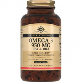 СОЛГАР ТРОЙНАЯ ОМЕГА-3 950 мг ЭПК и ДГК капс. 950 мг №100