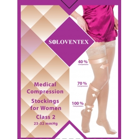 ЧУЛКИ ЖЕНСКИЕ SOLOVENTEX с закр. носком 2кл. компр. прозрач.низкие черные(L,36-38)