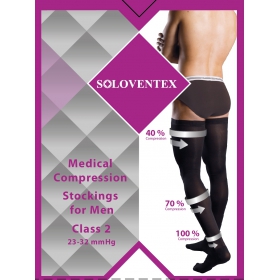 ЧУЛКИ МУЖСКИЕ SOLOVENTEX с откр. носком 2кл. компр. резинка с силиконом низкие черные(XL)