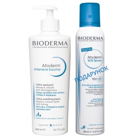 БІОДЕРМА Атодерм інтенсив бальзам 500мл + БІОДЕРМА Атодерм SOS спрей 200мл набір