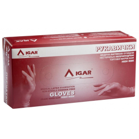 ПЕРЧАТКИ МЕДИЦИНСКИЕ ЛАТЕКСНЫЕ СМОТРОВЫЕ НЕСТЕРИЛЬНЫЕ «IGAR» р.9-10 ХL