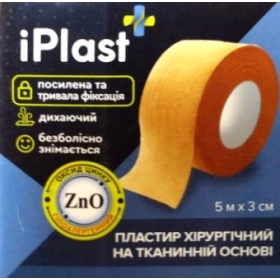 ПЛАСТЫРЬ iPlast хирургический на тканевой основе 5м*3см