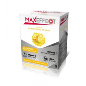 МАКСЭФФЕКТ ВИТАМИН С 1000мг И ЦИНК со вкусом лимона, меда, липы саше 4г №20