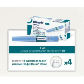 ОЗЕМПИК раствор для инъекций 1,34мг/мл картридж шприц ручка 3мл с иглами НовоФайн плюс - 4 шт