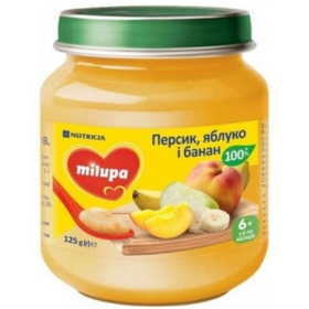 ПЮРЕ МИЛУПА «MILUPA» персик, яблоко, банан с 6 месяцев 125г